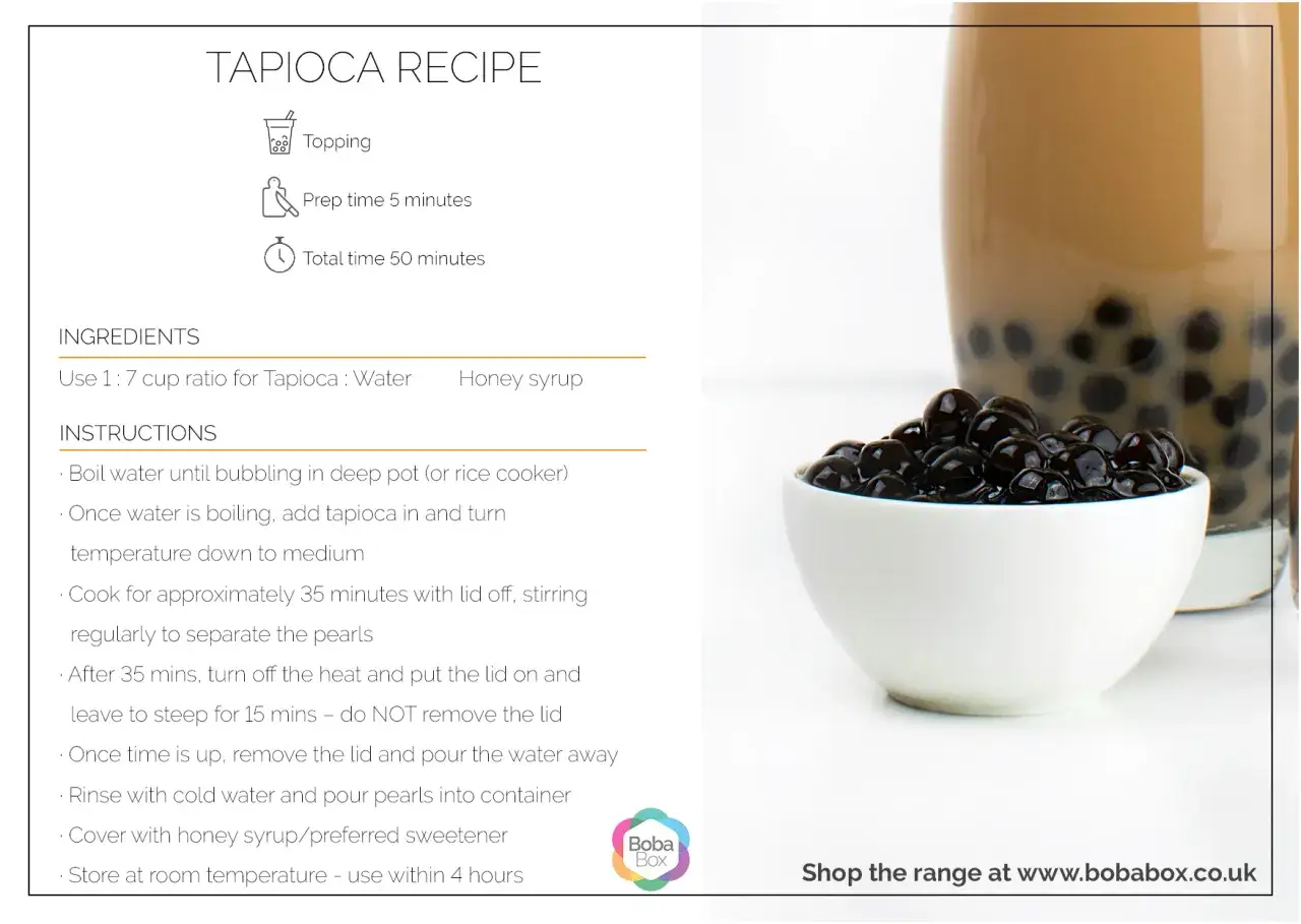 Rezept f&uuml;r bubble tea perlen selber machen: Tapioka kochen, absp&uuml;len und mit Honigsirup verfeinern.