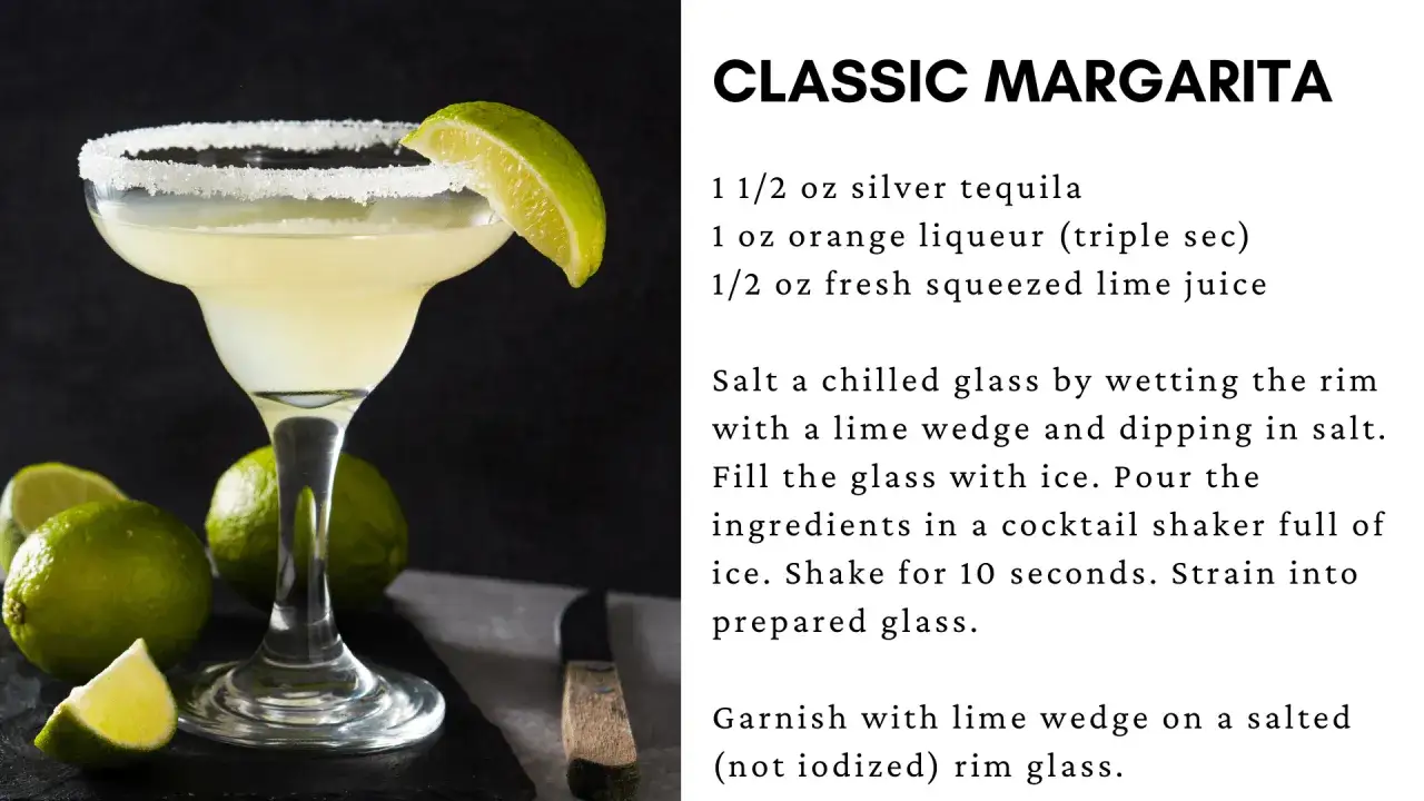 Klassisches Margarita-Rezept: Ein erfrischender Cocktail mit Tequila, Limettensaft und Salzrand. Perfekt f&uuml;r hei&szlig;e Tage!